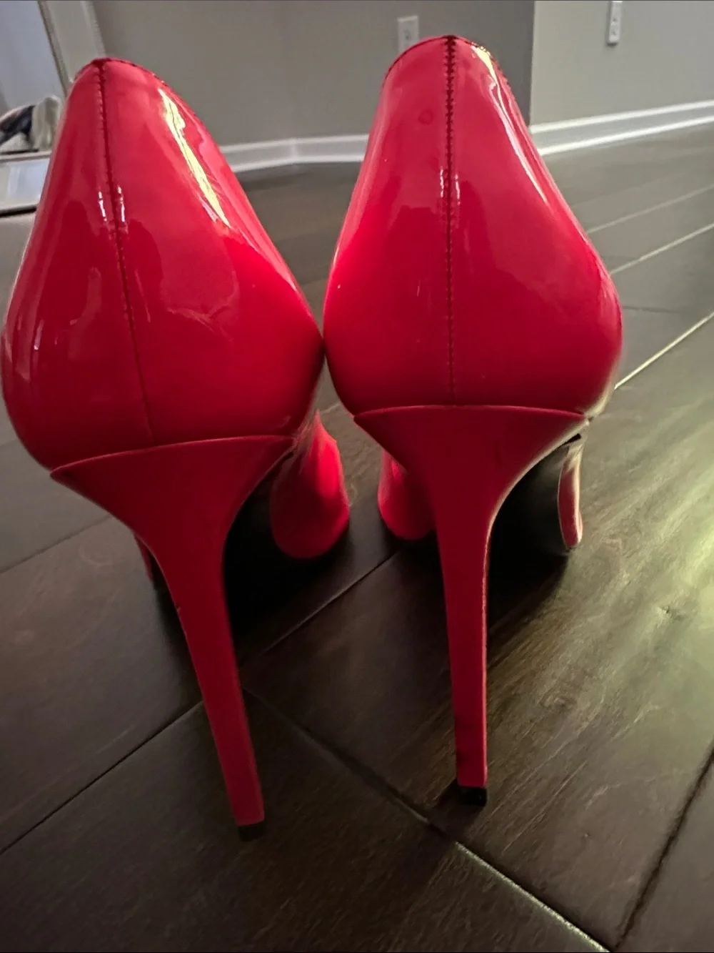 Saint Laurent Bright Red Patent Pointed Toe Pumps - Picture 8 of 9
